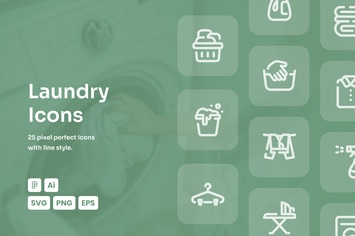 Laundry Dashed Line Icons