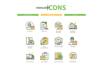Delivery - modern line design style icons set