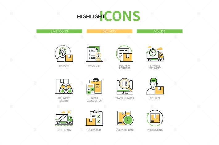 Delivery - modern line design style icons set