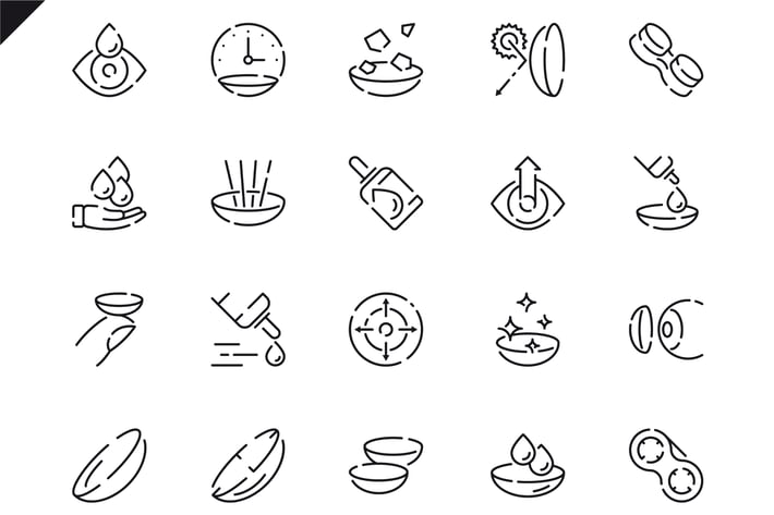 Simple Set Eye Lens Line Icons