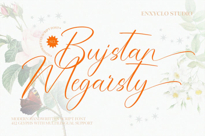 NCL Bujstan Megarsty - Elegant Swash Script Font