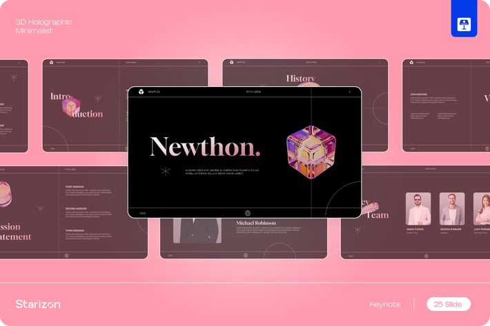 Black Pink 3D Holograph Newthon Pitch-Deck • 001