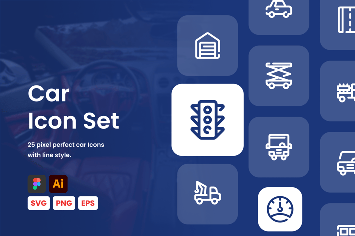 Car Line Icon Set