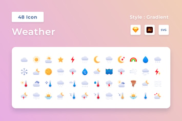 Weather Gradient Icon Set