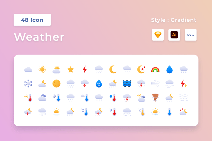 Weather Gradient Icon Set