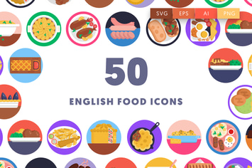 50 English Food Icons