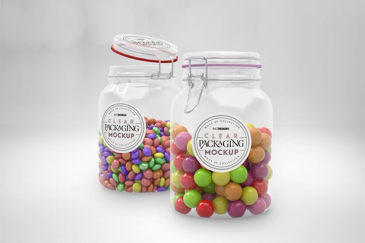 Clear 1.5liter Mason Clip Jars Mockup