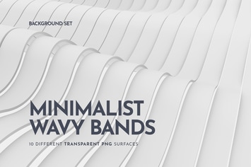 White Wavy Bands Abstract 3D Background Set
