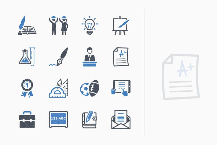 Education Icons Set 4 - Blue Series