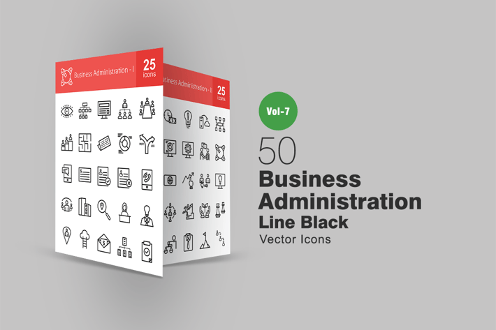 50 Business Administration Line Icons