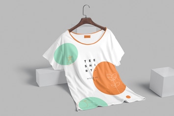 Wide Neck Half Sleeves T-Shirt Mockups