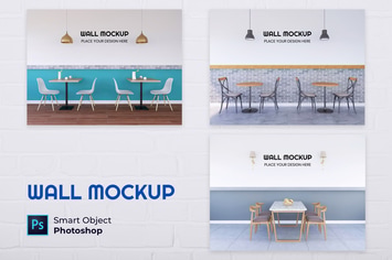 Interior Cafe Wall Mockup