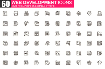 Web Development Thin Line Icons Pack