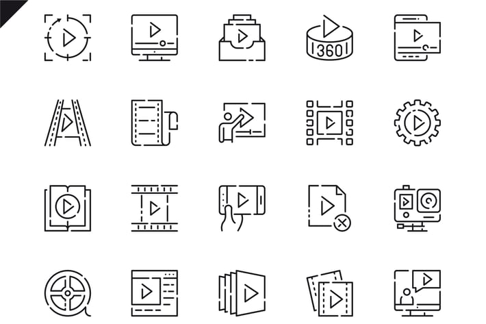 Simple Set Video Content Line Icons