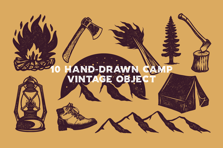 Hand-Drawn Camp Vintage Object
