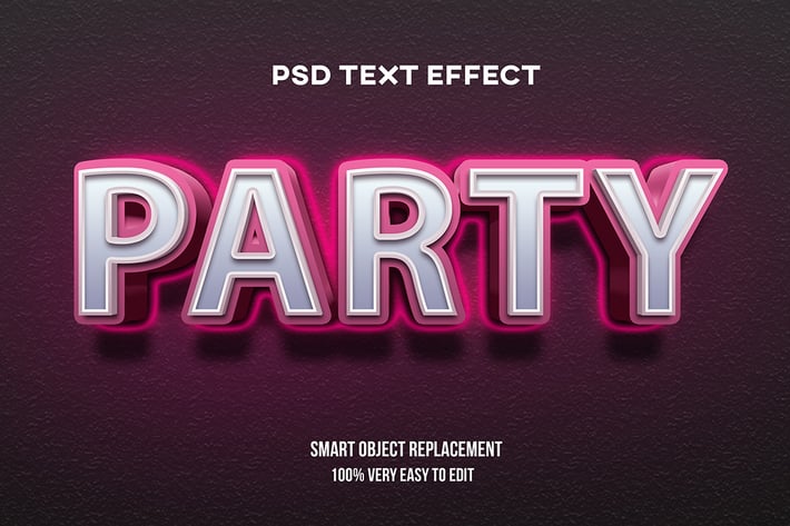 Party neon glow text effect