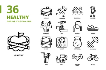 Healthy Outline Style Icon Set