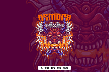 Demon Mascot logo Template