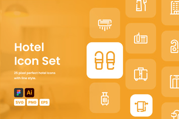 Hotel Line Icon Set