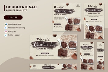Chocolate Day Sale Banner Ads Set Template