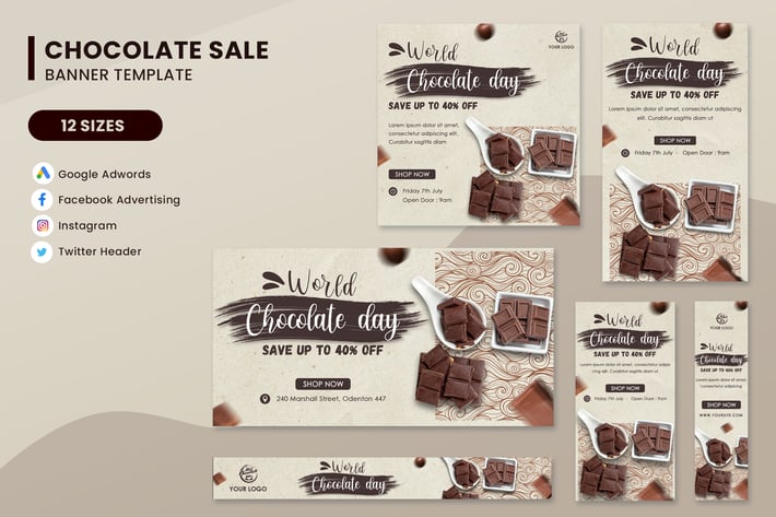 Chocolate Day Sale Banner Ads Set Template