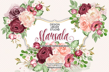 Watercolor MARSALA DREAM design