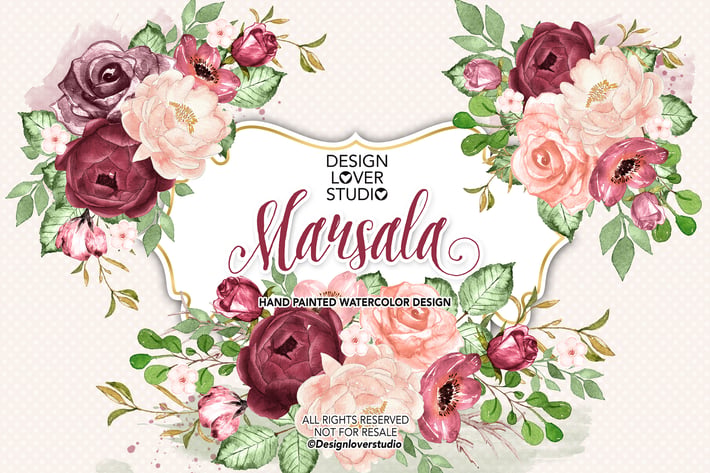 Watercolor MARSALA DREAM design