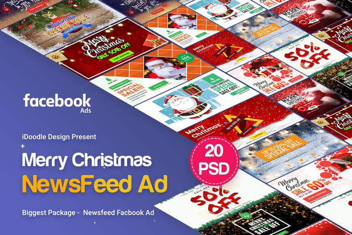 Merry Christmas NewsFeed Banners Ad - 20PSD