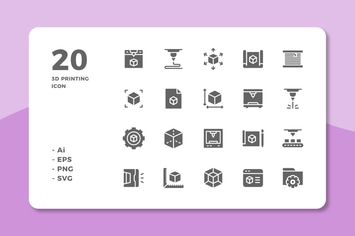 20 3D Printing Icons (Solid)