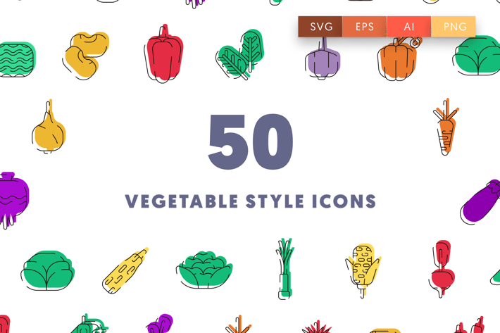 50 Vegetable Style Icons