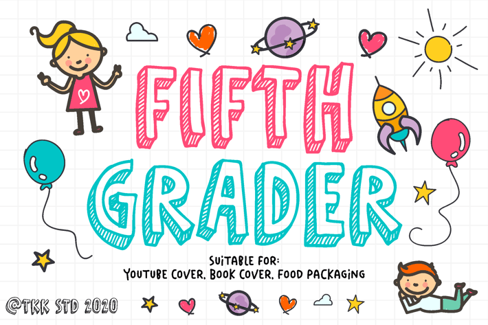 Fifth Grader - all caps funny doodle font