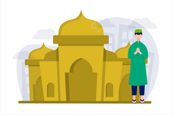 Ramadan Mosquee Flat Vector Illustration
