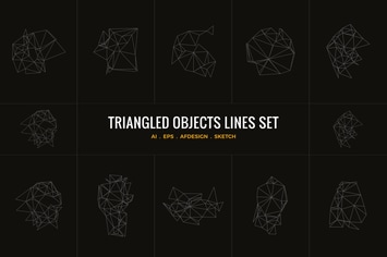 Triangle objects lines set illustrator