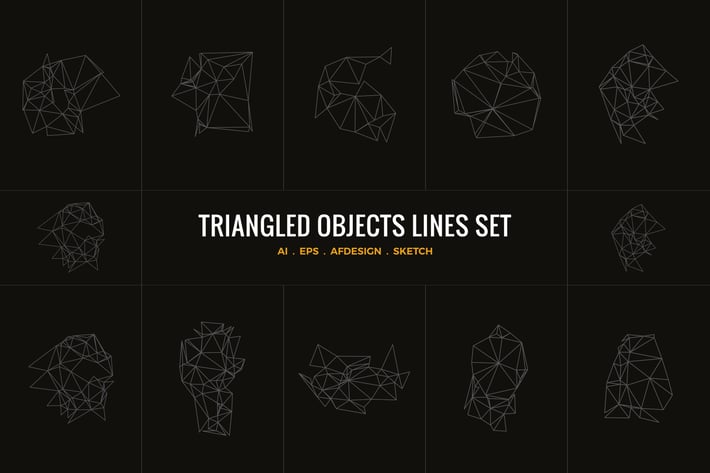 Triangle objects lines set illustrator