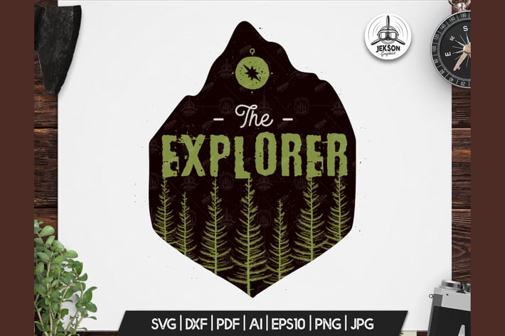 Retro Explorer Badge / Vintage Travel Logo Patch