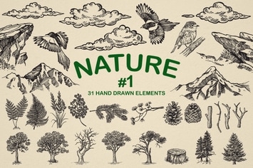 Nature Forest Hand drawn Elements #1
