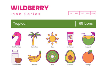 65 Tropical Line Icons