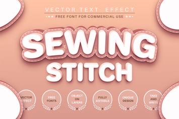 Sewing stitch - editable text effect, font style