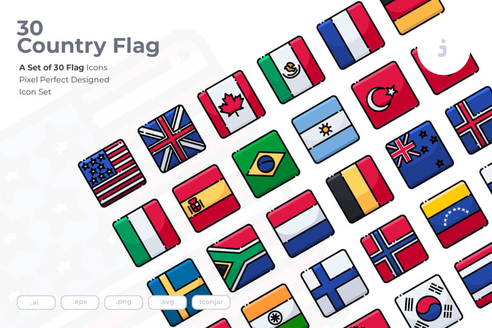 30 Country Flag Icons