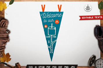 Camp Pennant Emblem Travel Badge Design Template
