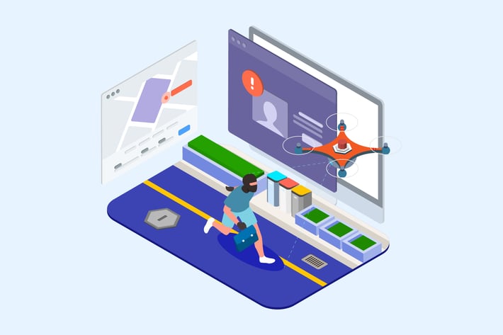 Drones Police Isometric Illustration - T2