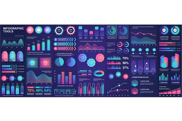 Collection Dark Infographics Design Template