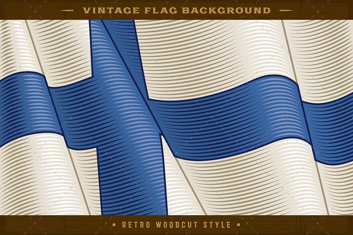 Vintage Flag Of Finland. Close-up Background