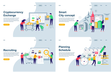 Set of Landing Page Templates Flat Concept
