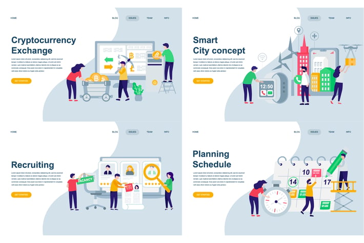 Set of Landing Page Templates Flat Concept