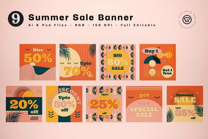 1960s Summer Sale Banner 
