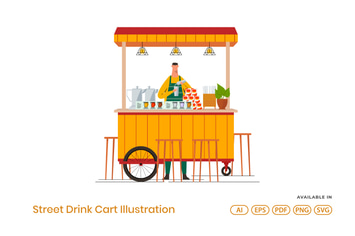 Street Drink Cart Illustration