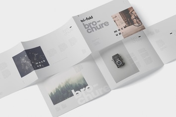 Tri-Fold Brochure Mockup in Din A4 A5 A6 Landscape