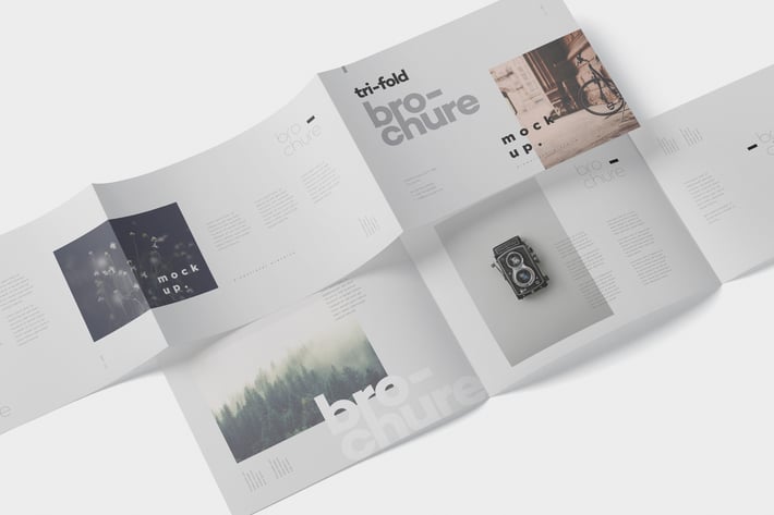 Tri-Fold Brochure Mockup in Din A4 A5 A6 Landscape