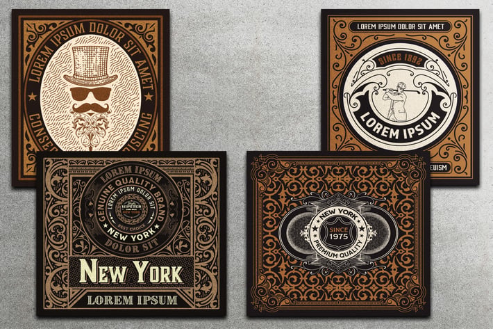 Set of 4 vintage labels